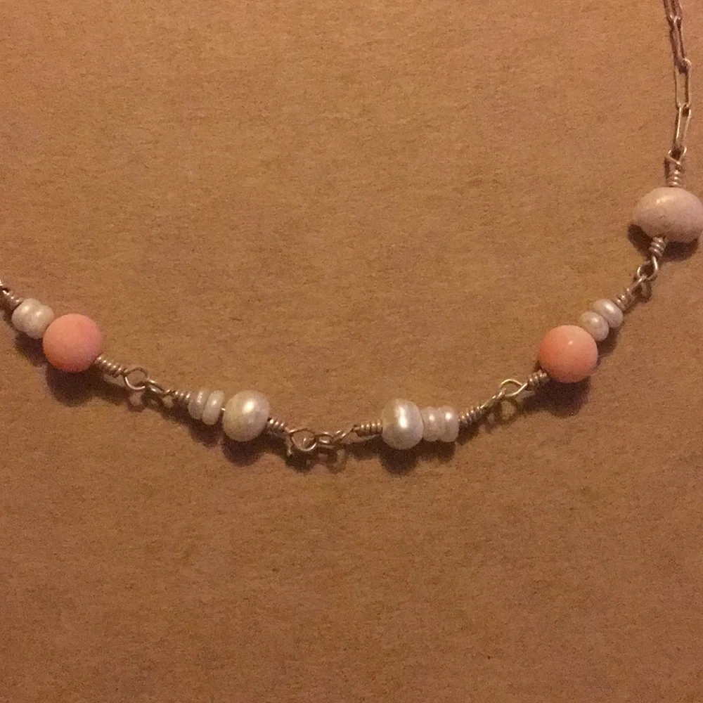 Vintage baby Sterling 925 natural  pearl necklace